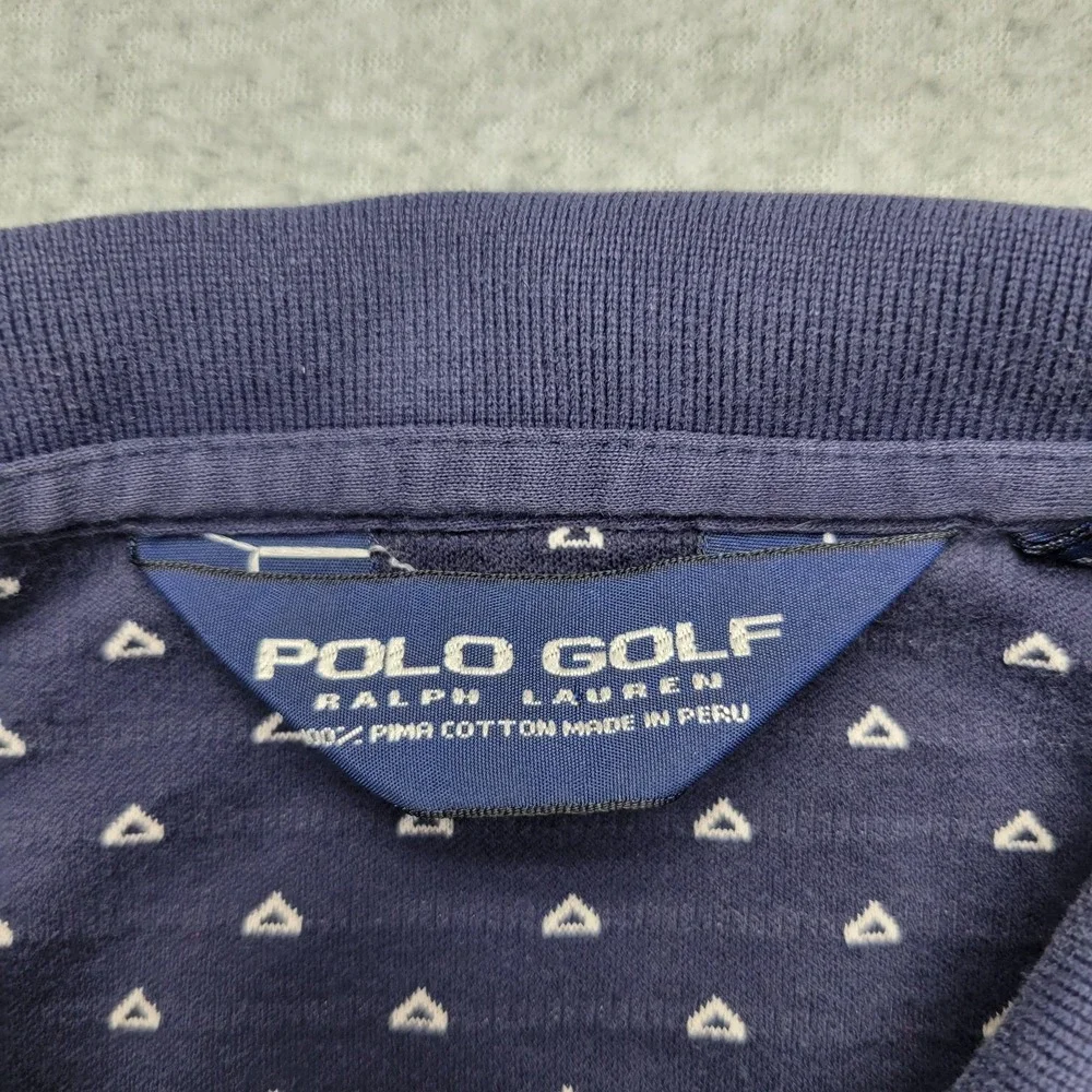 Polo Golf Ralph Lauren Polo Shirt Mens L Blue Geometric Pima Cotton Golf Top